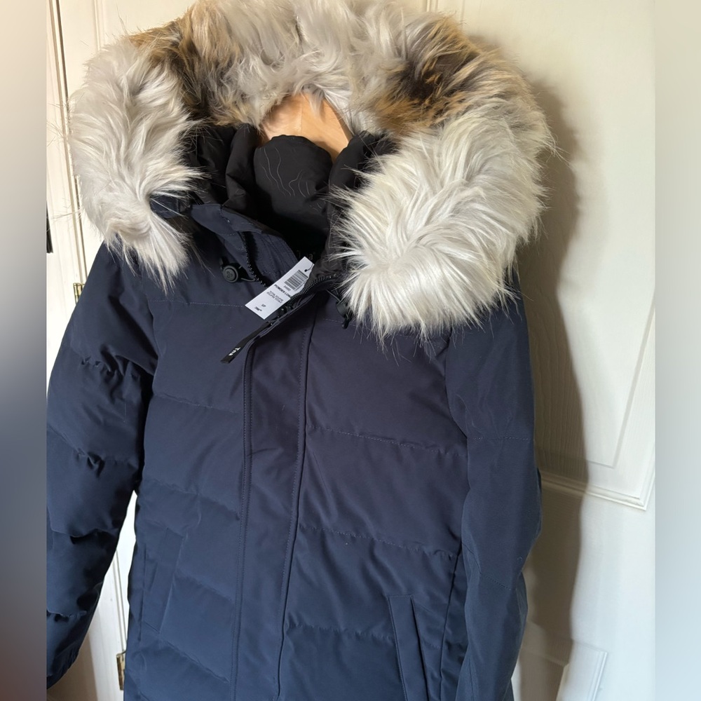 NWT ARITZIA Tna The Powder Parka long waterproof down parka jacket Coat navy S - Picture 2 of 10